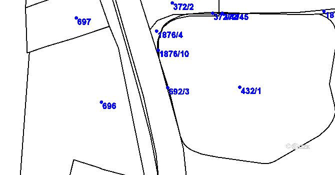 Parcela st. 692/3 v KÚ Ždánice, Katastrální mapa