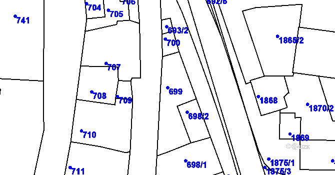 Parcela st. 699 v KÚ Ždánice, Katastrální mapa