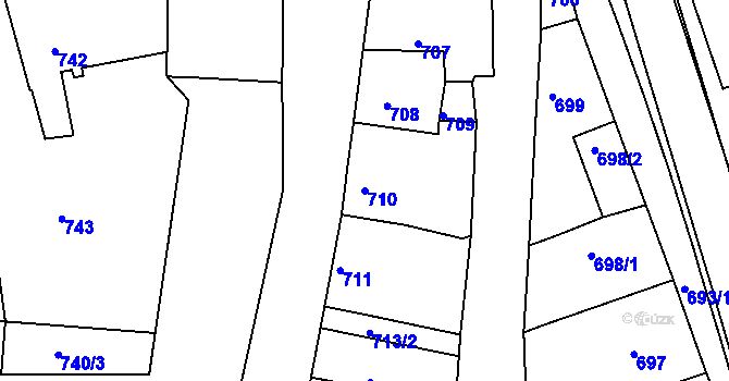 Parcela st. 710 v KÚ Ždánice, Katastrální mapa