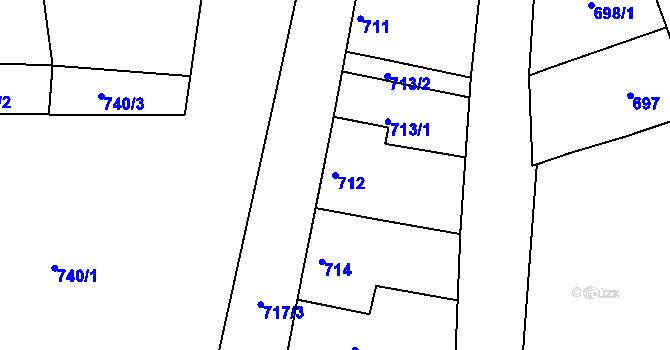 Parcela st. 712 v KÚ Ždánice, Katastrální mapa