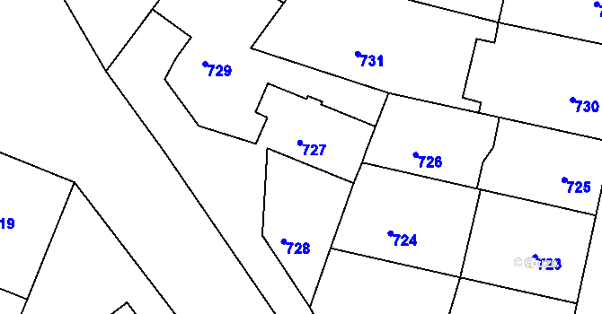 Parcela st. 727 v KÚ Ždánice, Katastrální mapa
