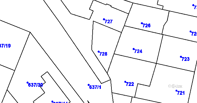 Parcela st. 728 v KÚ Ždánice, Katastrální mapa
