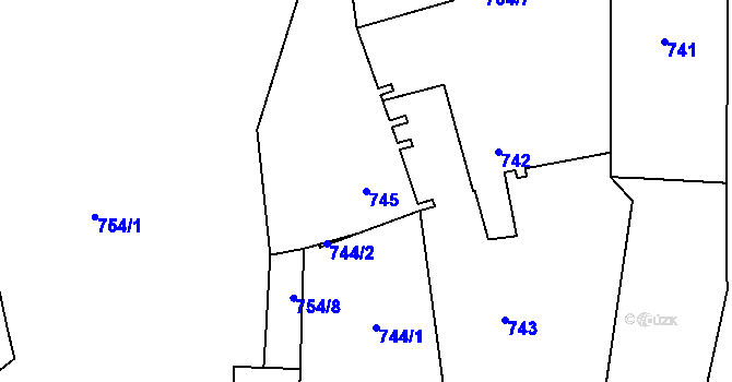 Parcela st. 745 v KÚ Ždánice, Katastrální mapa