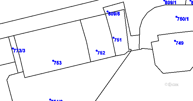 Parcela st. 752 v KÚ Ždánice, Katastrální mapa