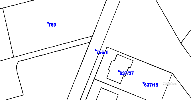 Parcela st. 756/1 v KÚ Ždánice, Katastrální mapa