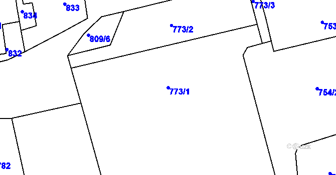 Parcela st. 773/1 v KÚ Ždánice, Katastrální mapa