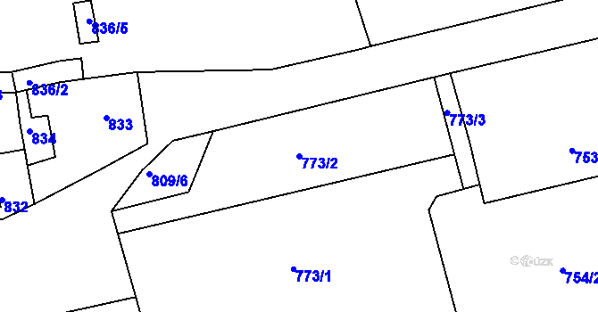 Parcela st. 773/2 v KÚ Ždánice, Katastrální mapa