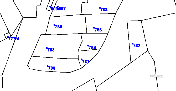 Parcela st. 784 v KÚ Ždánice, Katastrální mapa