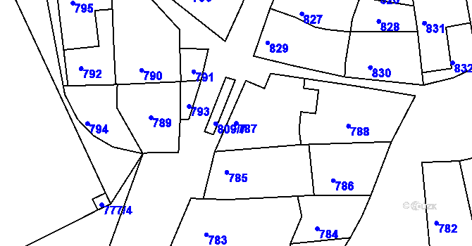 Parcela st. 787 v KÚ Ždánice, Katastrální mapa