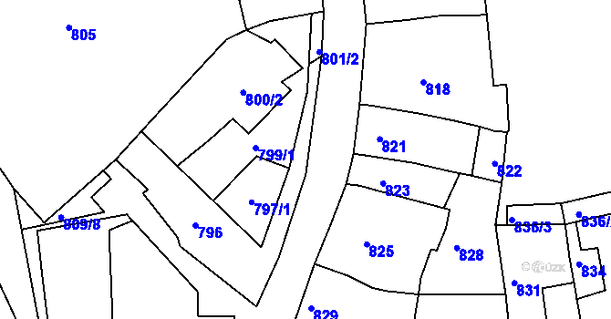 Parcela st. 799/2 v KÚ Ždánice, Katastrální mapa
