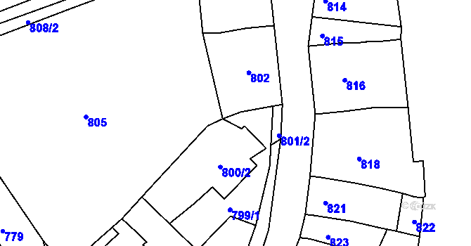 Parcela st. 801/1 v KÚ Ždánice, Katastrální mapa