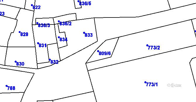 Parcela st. 809/6 v KÚ Ždánice, Katastrální mapa