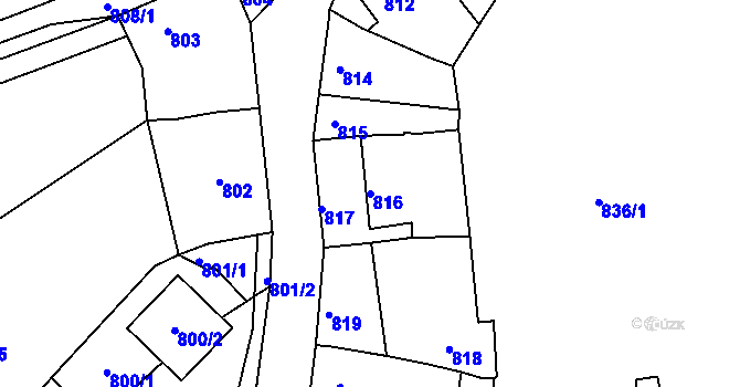 Parcela st. 816 v KÚ Ždánice, Katastrální mapa