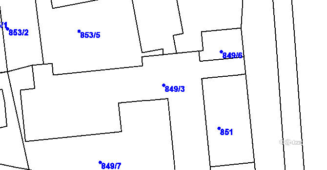 Parcela st. 849/3 v KÚ Ždánice, Katastrální mapa