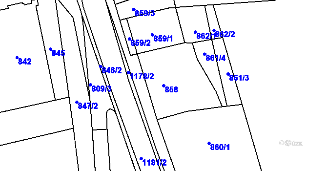 Parcela st. 858 v KÚ Ždánice, Katastrální mapa
