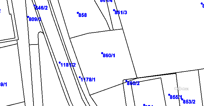 Parcela st. 860/1 v KÚ Ždánice, Katastrální mapa