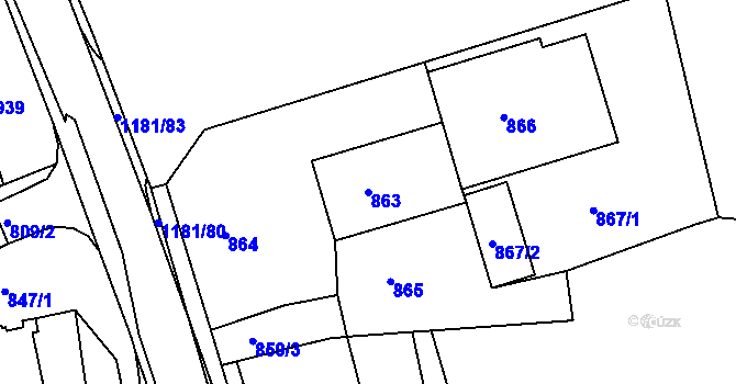 Parcela st. 863 v KÚ Ždánice, Katastrální mapa
