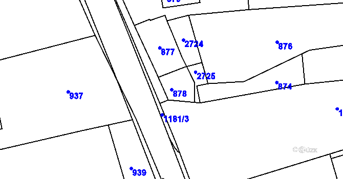 Parcela st. 878 v KÚ Ždánice, Katastrální mapa
