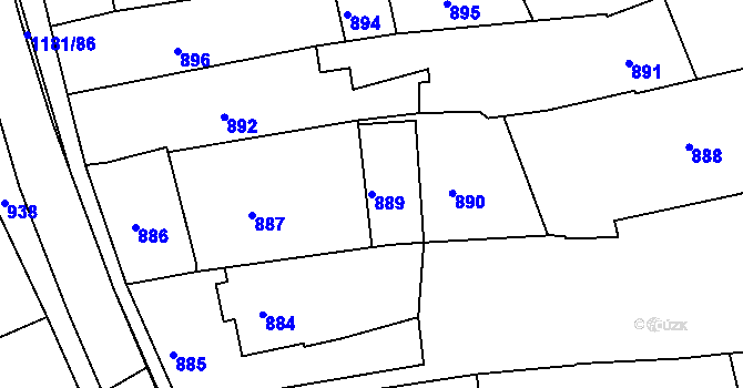 Parcela st. 889 v KÚ Ždánice, Katastrální mapa