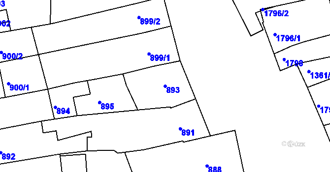 Parcela st. 893 v KÚ Ždánice, Katastrální mapa