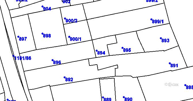Parcela st. 894 v KÚ Ždánice, Katastrální mapa