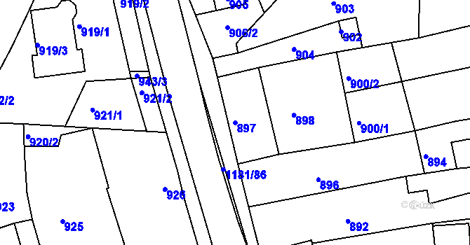Parcela st. 897 v KÚ Ždánice, Katastrální mapa
