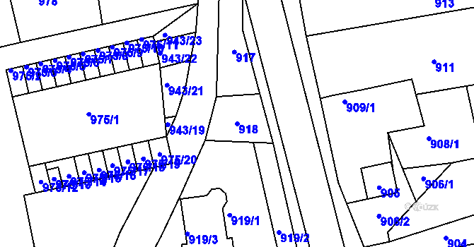 Parcela st. 918 v KÚ Ždánice, Katastrální mapa