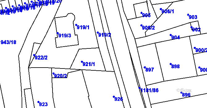 Parcela st. 921/2 v KÚ Ždánice, Katastrální mapa