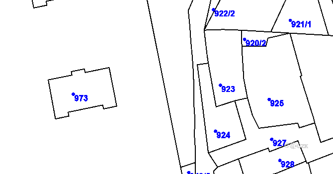 Parcela st. 943/11 v KÚ Ždánice, Katastrální mapa