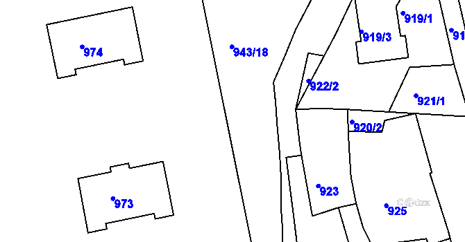 Parcela st. 943/14 v KÚ Ždánice, Katastrální mapa
