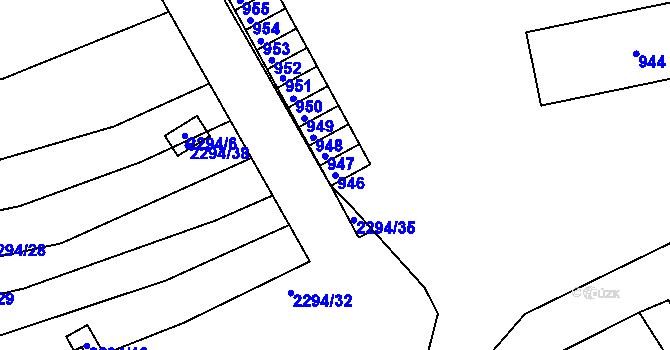 Parcela st. 946 v KÚ Ždánice, Katastrální mapa