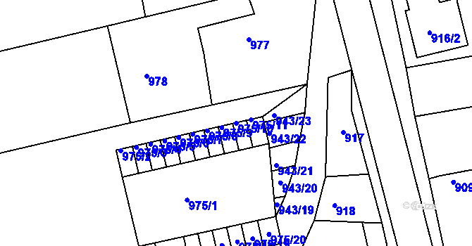 Parcela st. 975/10 v KÚ Ždánice, Katastrální mapa