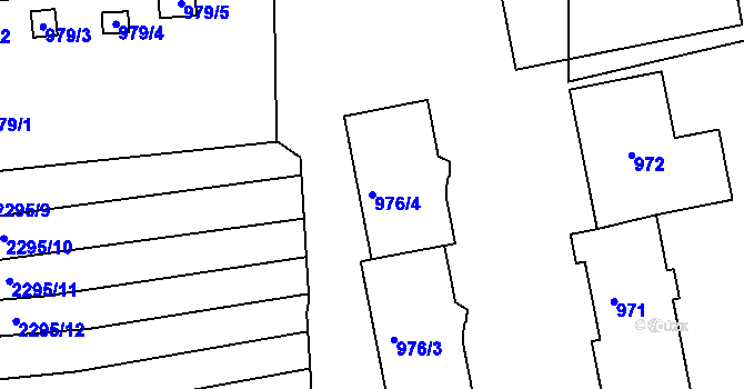Parcela st. 976/4 v KÚ Ždánice, Katastrální mapa
