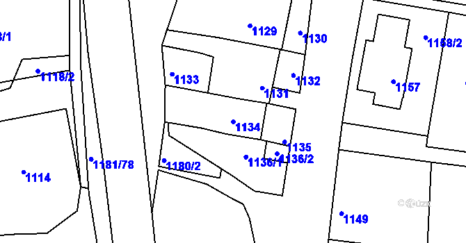Parcela st. 1134 v KÚ Ždánice, Katastrální mapa