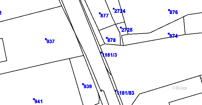 Parcela st. 1181/3 v KÚ Ždánice, Katastrální mapa