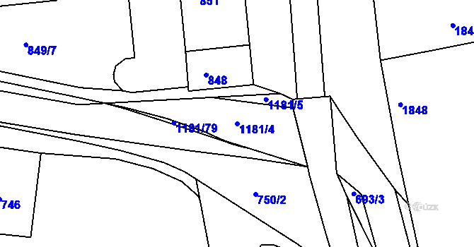 Parcela st. 1181/4 v KÚ Ždánice, Katastrální mapa