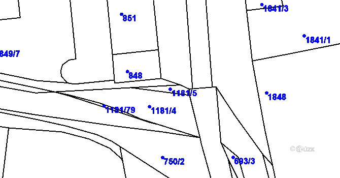 Parcela st. 1181/5 v KÚ Ždánice, Katastrální mapa
