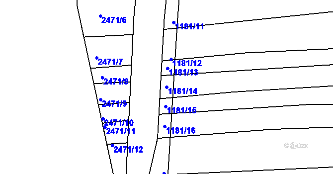 Parcela st. 1181/14 v KÚ Ždánice, Katastrální mapa