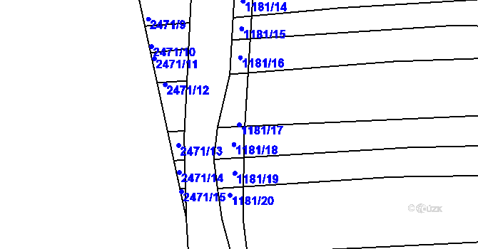 Parcela st. 1181/17 v KÚ Ždánice, Katastrální mapa