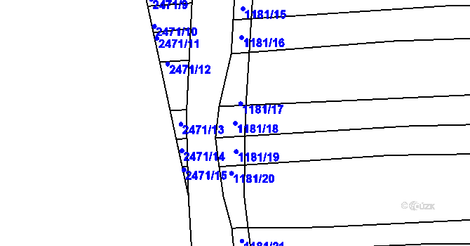 Parcela st. 1181/18 v KÚ Ždánice, Katastrální mapa