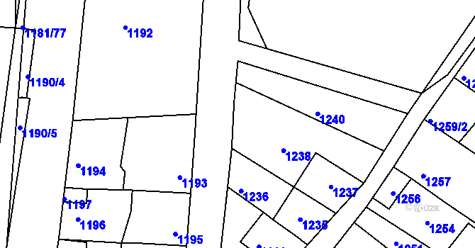 Parcela st. 1239 v KÚ Ždánice, Katastrální mapa