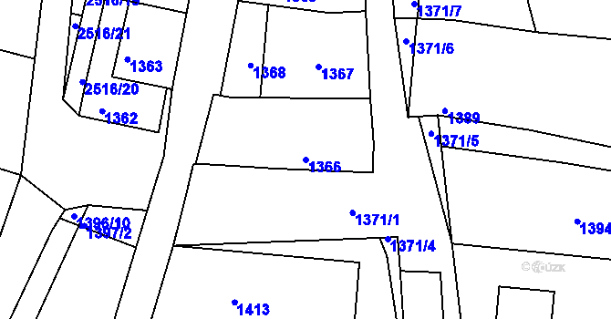 Parcela st. 1366 v KÚ Ždánice, Katastrální mapa
