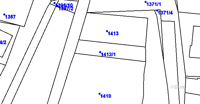 Parcela st. 1412/1 v KÚ Ždánice, Katastrální mapa