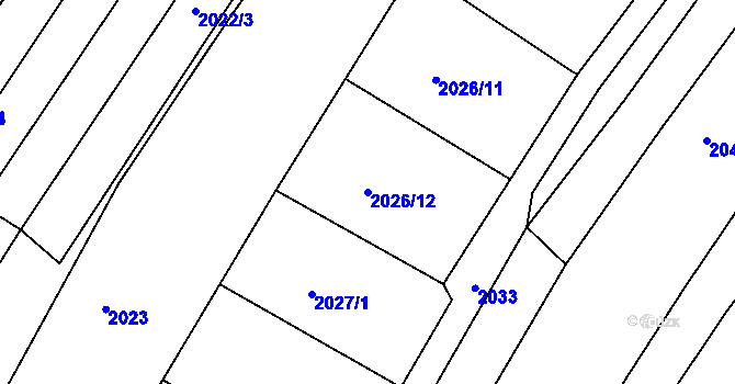 Parcela st. 2026/12 v KÚ Ždánice, Katastrální mapa