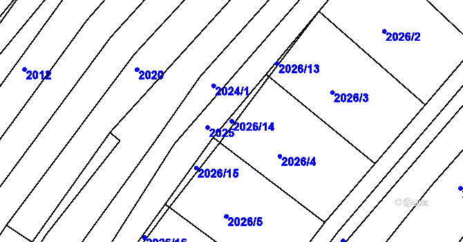 Parcela st. 2026/14 v KÚ Ždánice, Katastrální mapa