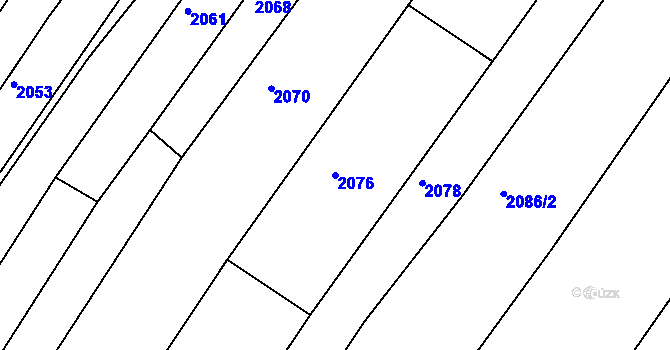 Parcela st. 2076 v KÚ Ždánice, Katastrální mapa