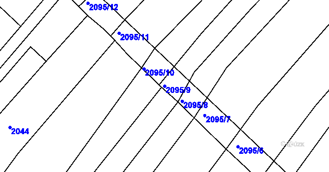 Parcela st. 2095/9 v KÚ Ždánice, Katastrální mapa