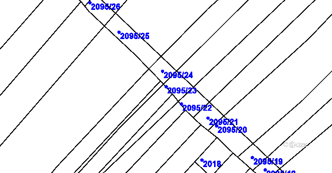 Parcela st. 2095/23 v KÚ Ždánice, Katastrální mapa