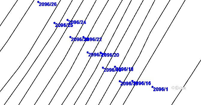 Parcela st. 2096/20 v KÚ Ždánice, Katastrální mapa