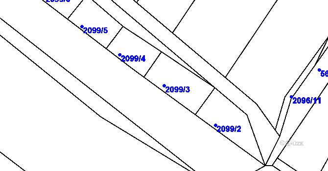 Parcela st. 2099/3 v KÚ Ždánice, Katastrální mapa